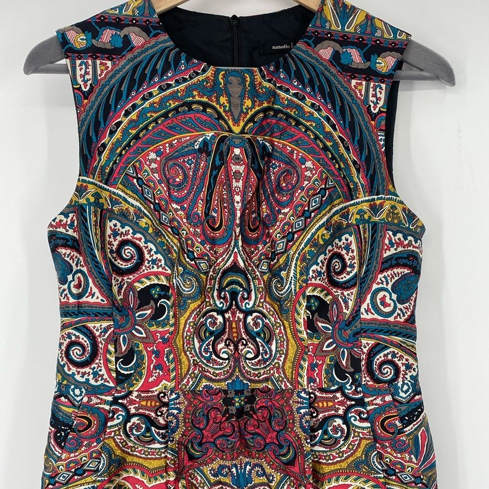 Nanette‎ Lepore Gotham Stakes Silk Paisley Sleeveless Mini Dress - Picture 2 of 10